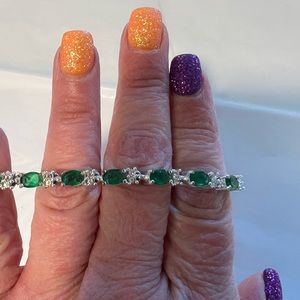 Costume jewelry “emerald tennis bracelet” fits 7-8 inch wrist